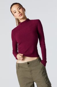 Mock Neck Long Sleeve Top sold by Urban Planet