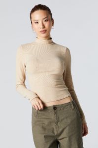 Mock Neck Long Sleeve Top sold by Urban Planet