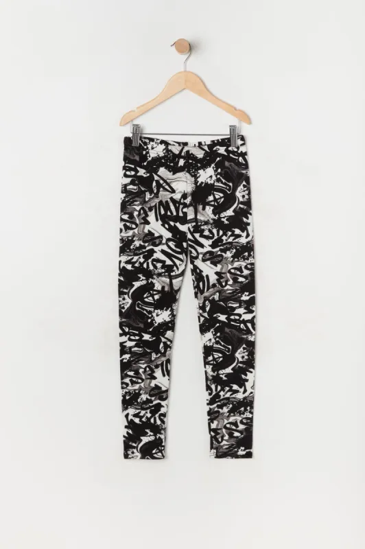 Girls Soft Graffiti Print Fleece Legging sold by Urban Planet