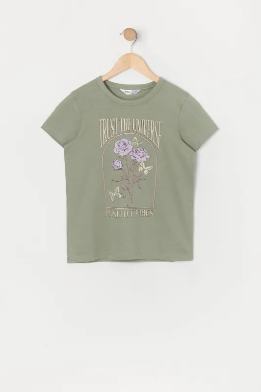 Girls Positive Vibes Graphic T-Shirt sold by Urban Planet