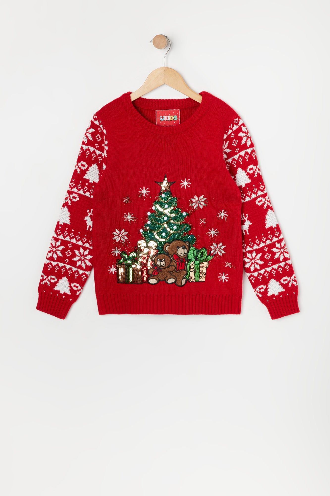 Girls Red Teddy Bear Xmas Sweater sold by Urban Planet