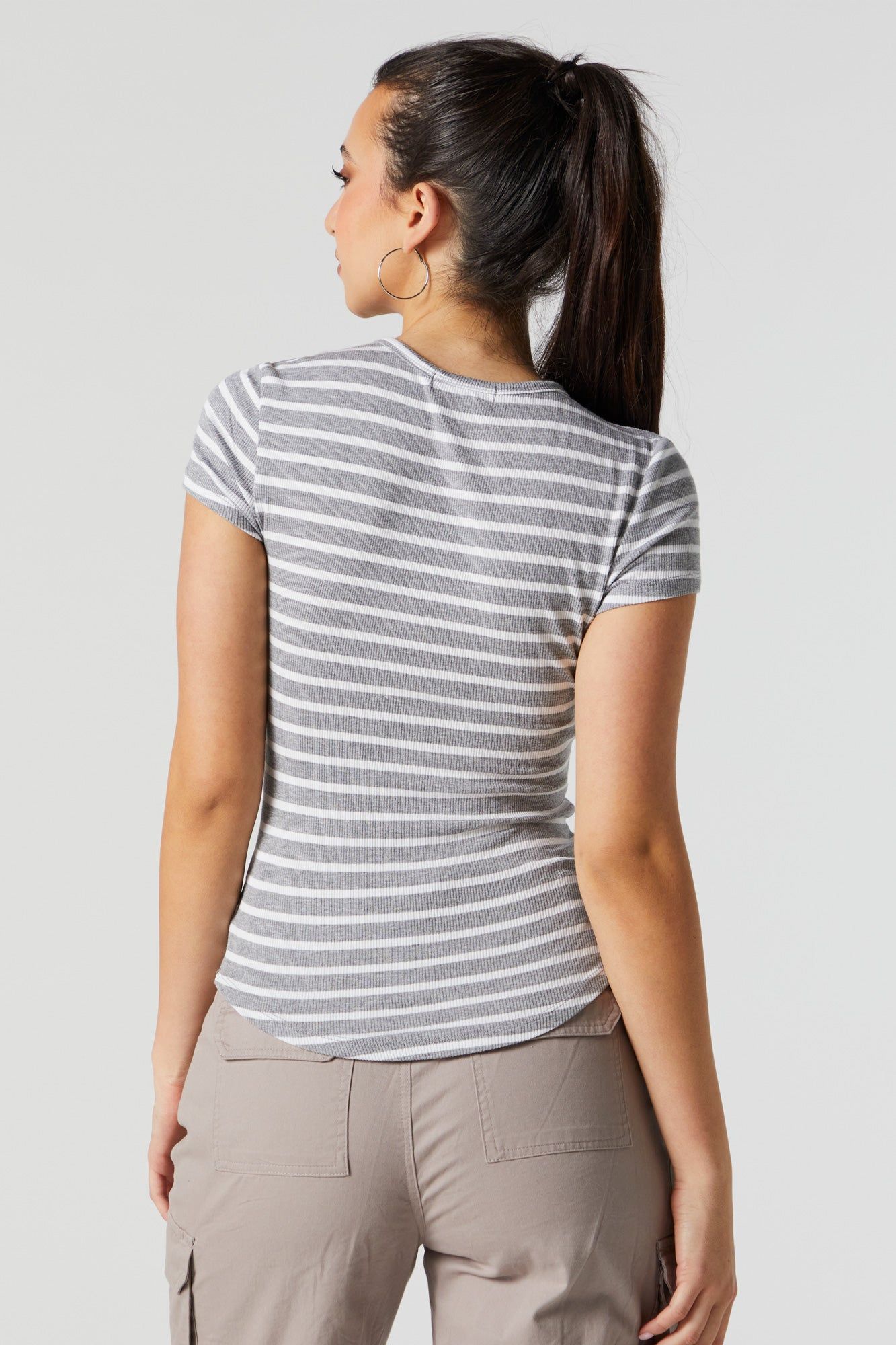 Ribbed Striped Crewneck T-Shirt sold by Urban Planet product image thumbnail 2