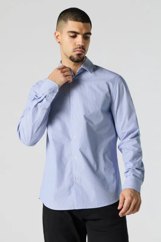 Micro Striped Button-Up Dress Shirt sold by Urban Planet