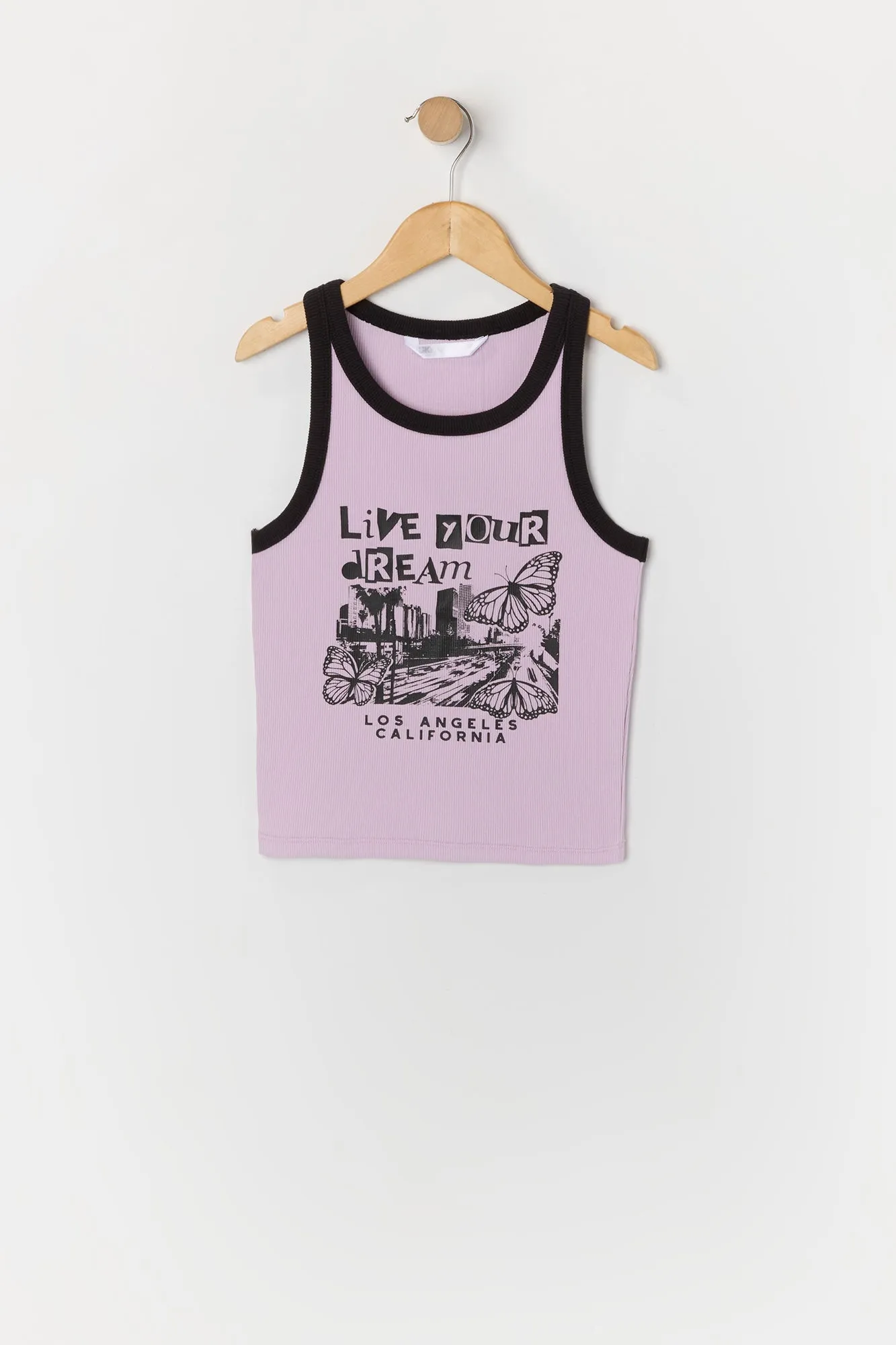 Débardeur côtelé à liséré contrastant avec imprimé Dreams pour fille sold by Urban Planet