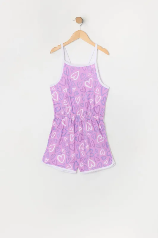 Girls Heart Print Dolphin Hem Romper sold by Urban Planet
