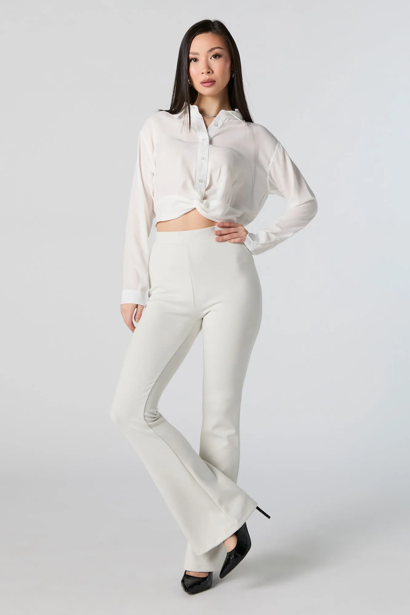 Twist Hem Button-Up Long Sleeve Top sold by Urban Planet product image thumbnail 3