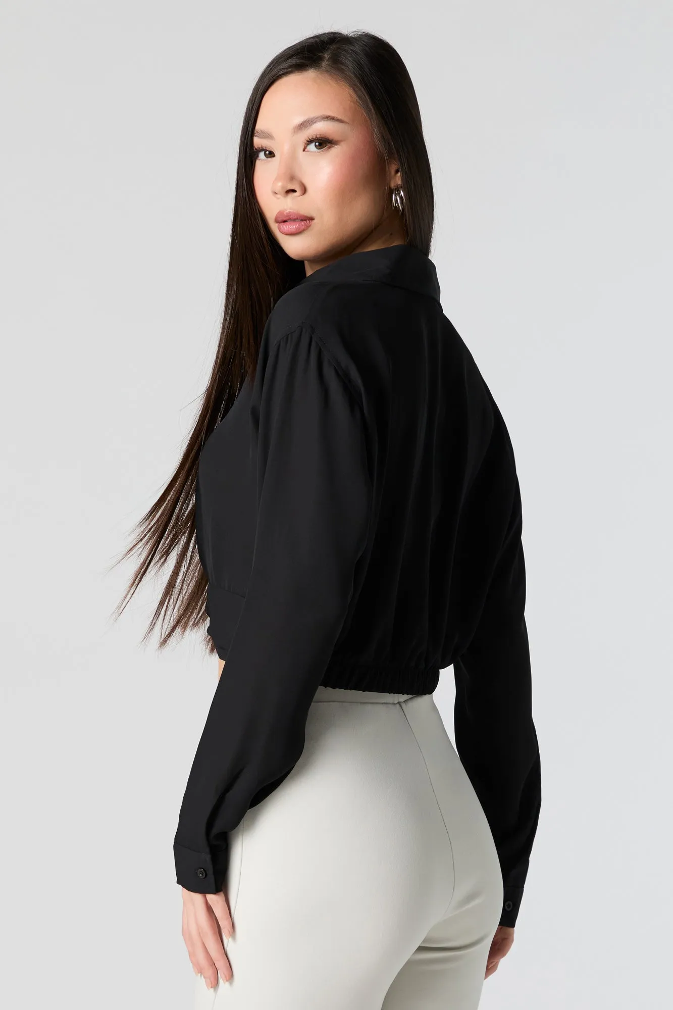 Twist Hem Button-Up Long Sleeve Top sold by Urban Planet product image thumbnail 5