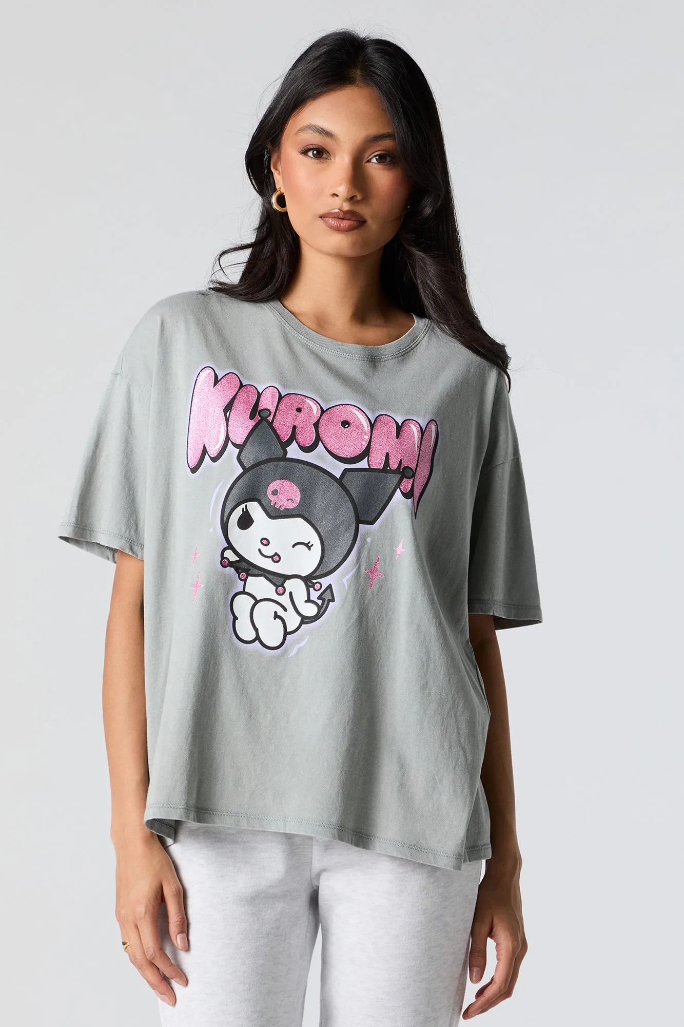 Kuromi Sparkles Graphic Boyfriend T-Shirt sold by Urban Planet