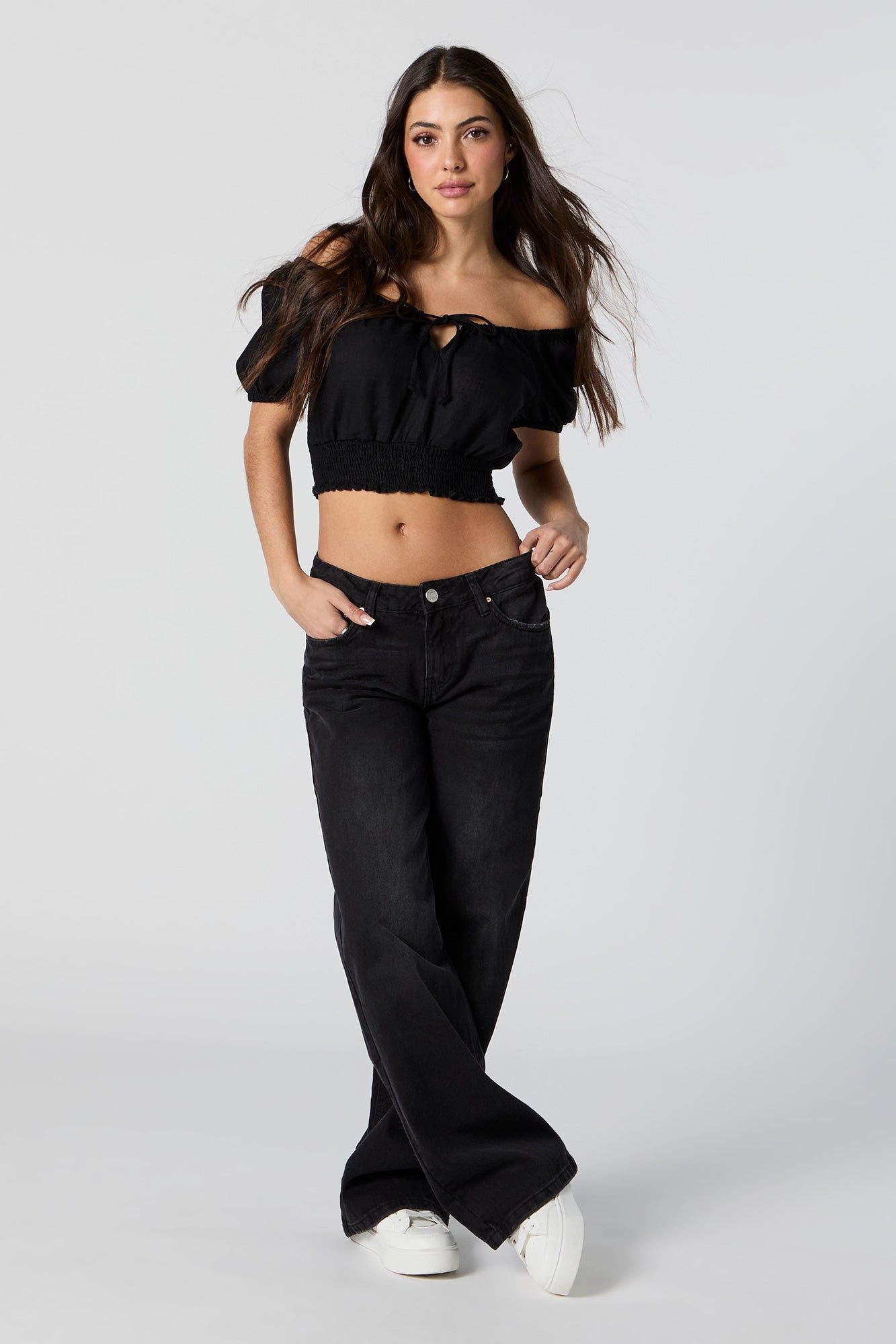 Off Shoulder Smocked Crop Top sold by Urban Planet product image thumbnail 3