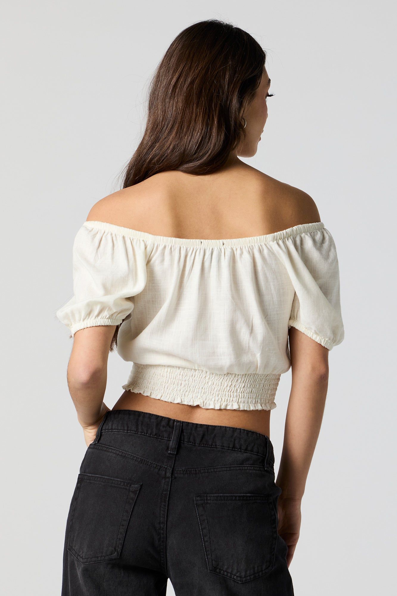 Off Shoulder Smocked Crop Top sold by Urban Planet product image thumbnail 5