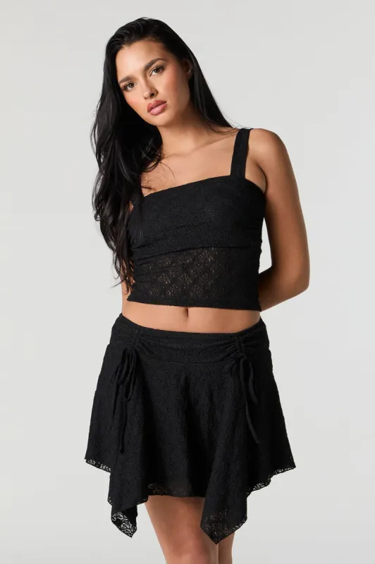Minijupe asymétrique noir en tricot et dentelle sold by Urban Planet