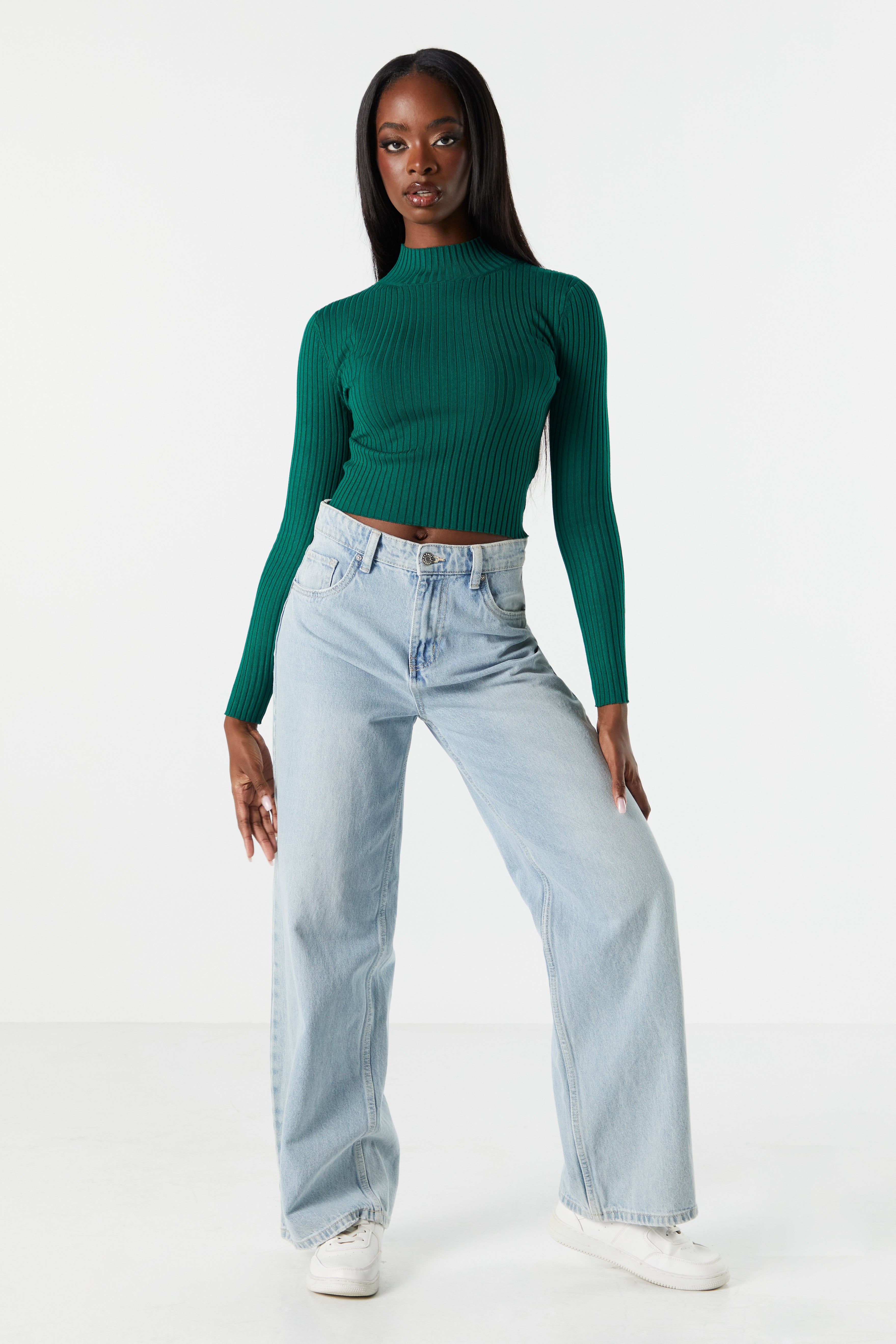 Mock Neck Fine Knit Long Sleeve Sweater sold by Urban Planet product image thumbnail 3