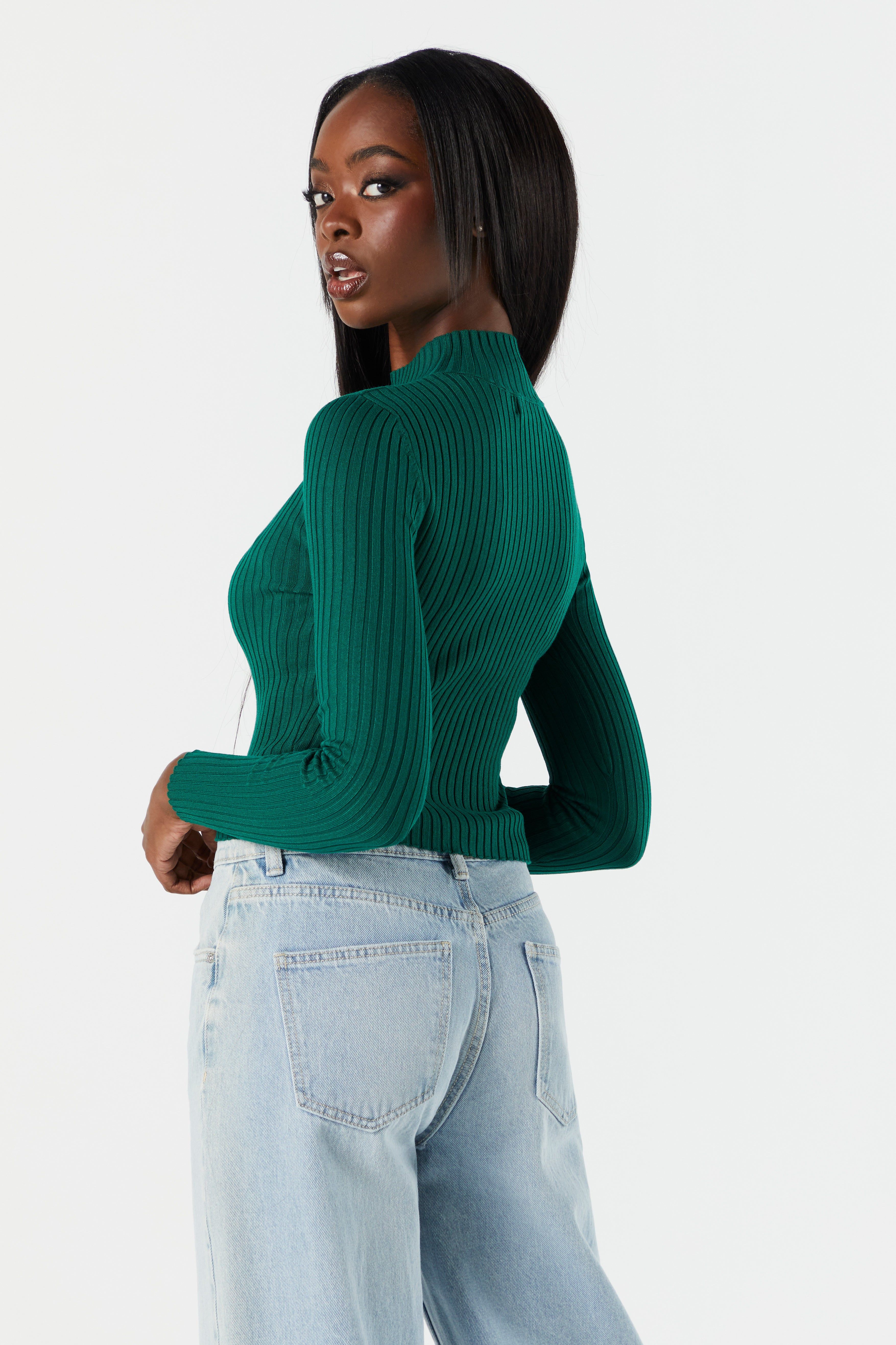 Mock Neck Fine Knit Long Sleeve Sweater sold by Urban Planet product image thumbnail 2