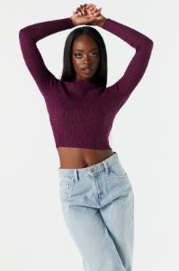 Mock Neck Fine Knit Long Sleeve Sweater sold by Urban Planet