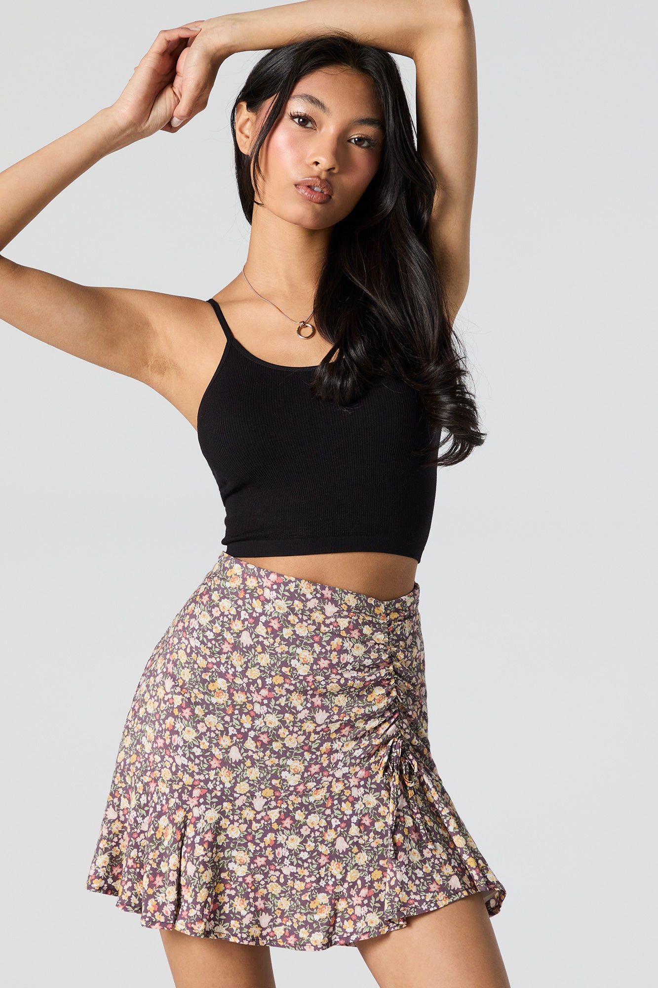 Ruched Drawstring Detail Mini Skirt sold by Urban Planet