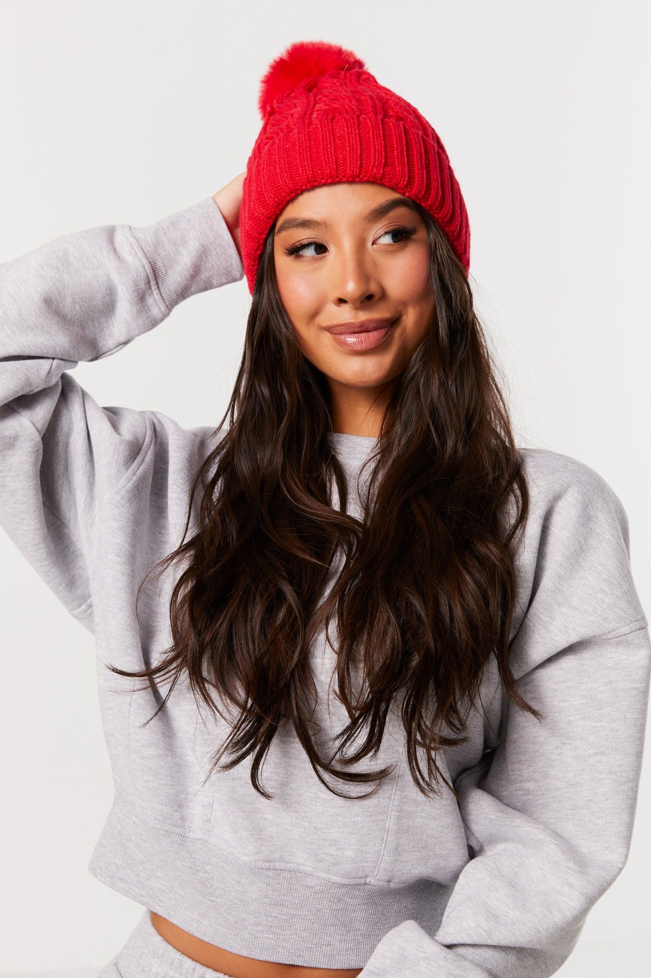 Cable Knit Hat with Pom Pom sold by Urban Planet