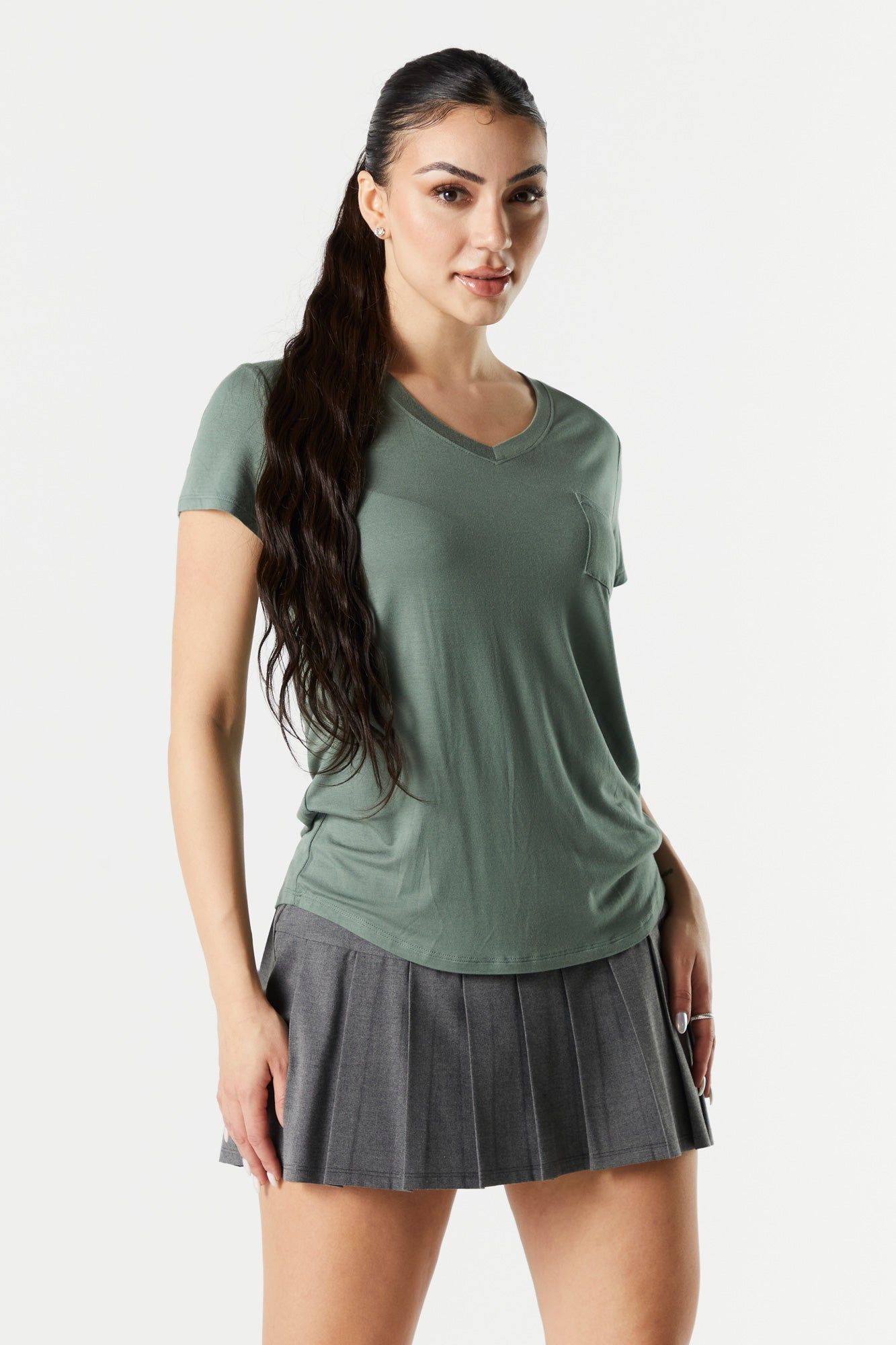 T-shirt avec poche et encolure en V sold by Urban Planet product image thumbnail 4