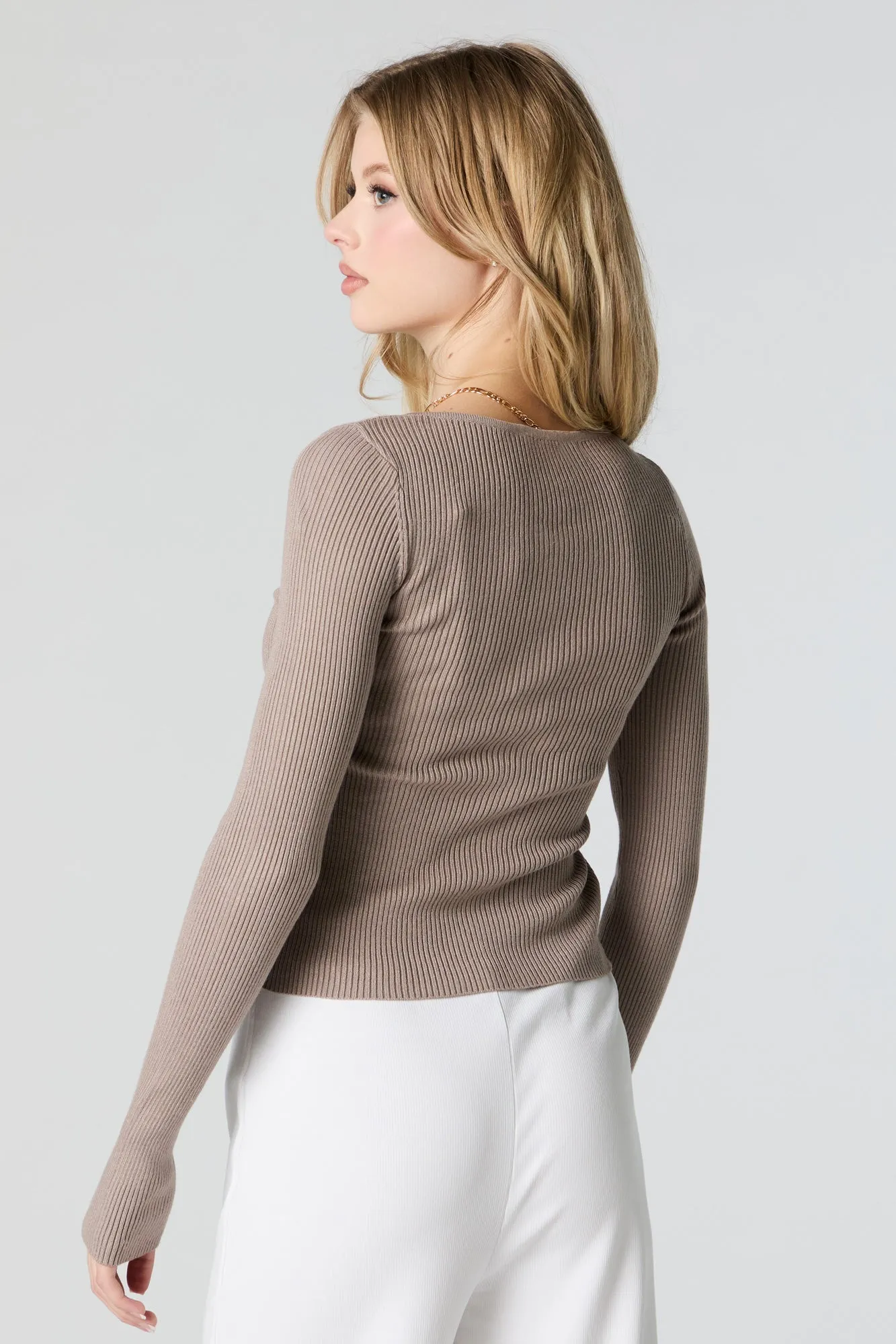 Ribbed Knit Zip-Up Sweater sold by Urban Planet product image thumbnail 5