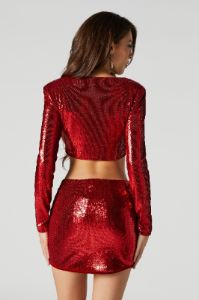 Red Sequin Mini Skirt sold by Urban Planet