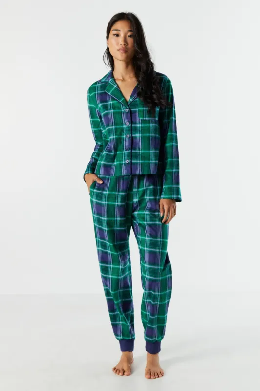 Jogger de pyjama en flanelle à carreaux avec imprimé sold by Urban Planet