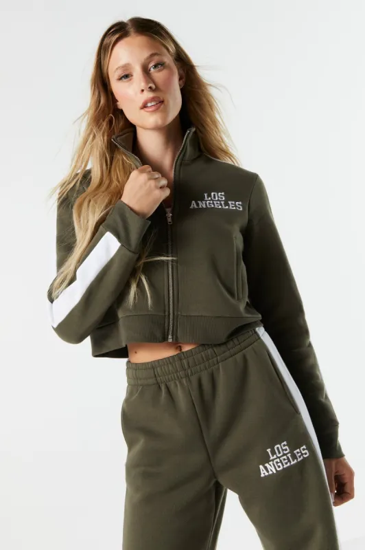 Los Angeles Embroidered Fleece Zip-Up Track Jacket sold by Urban Planet