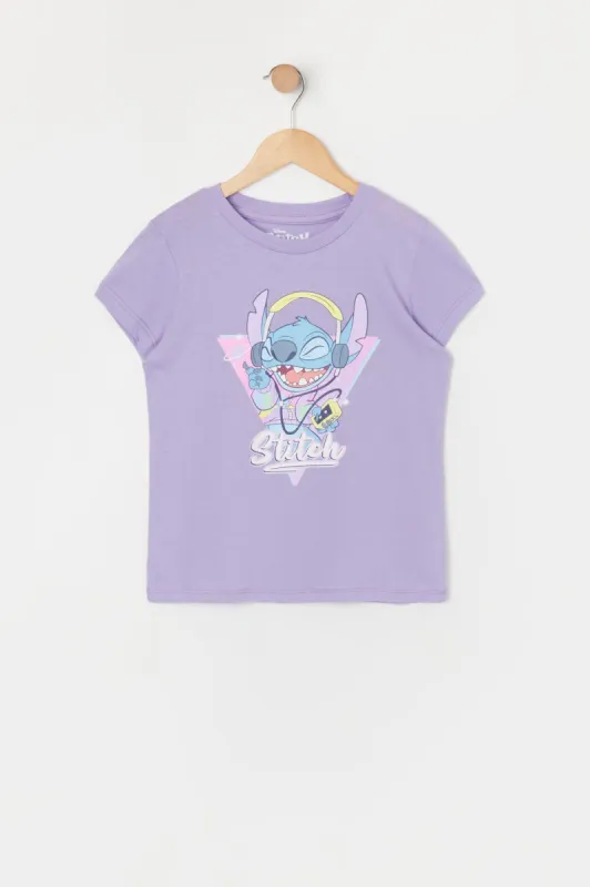 Girls Purple Stitch Graphic T-Shirt sold by Urban Planet