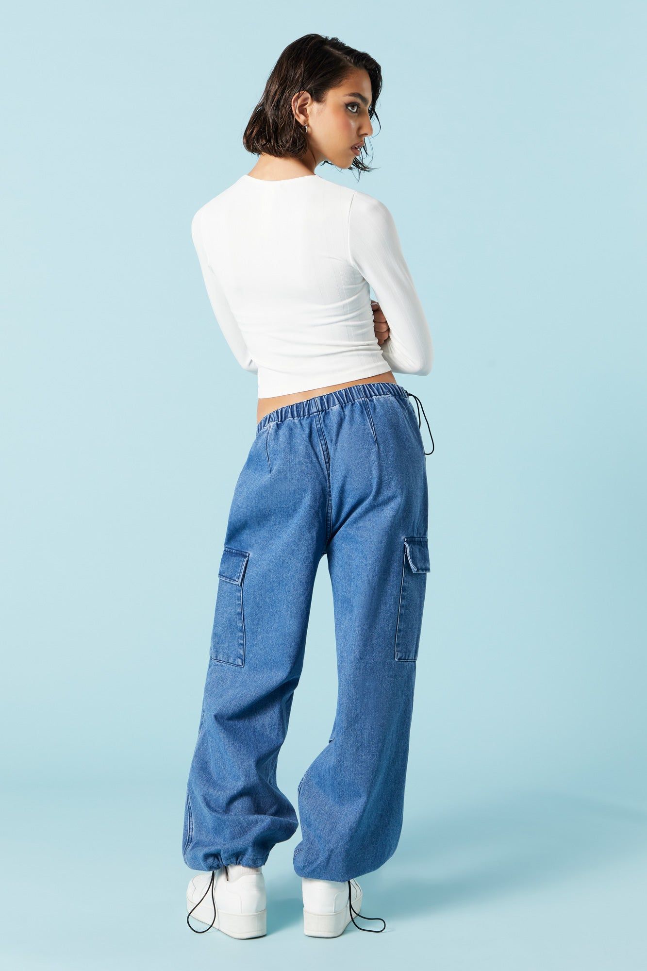 Medium Wash Denim Cargo Parachute Jean sold by Urban Planet product image thumbnail 3