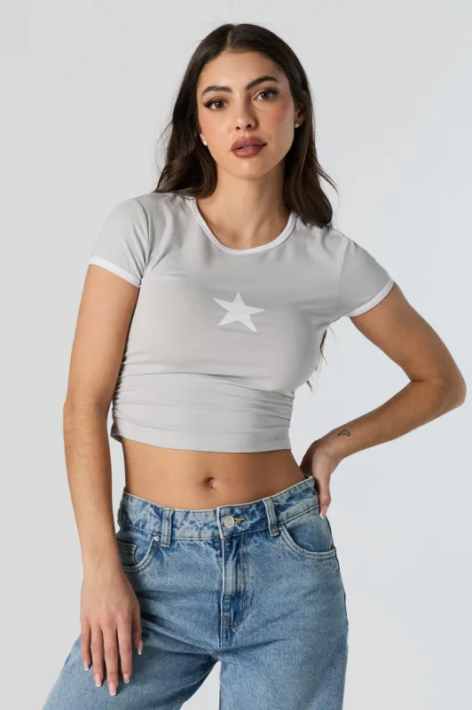 T-shirt ultracourt cintré à imprimé Star sold by Urban Planet