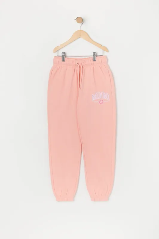 Girls Miami Twill Embroidered Boyfriend Jogger sold by Urban Planet