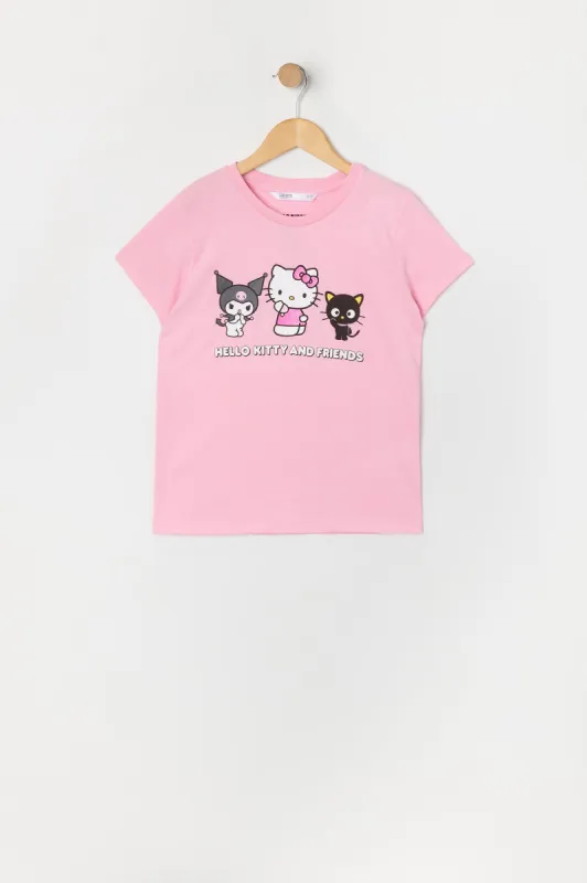 Girls Hello Kitty and Friends Pink Graphic T-Shirt sold by Urban Planet