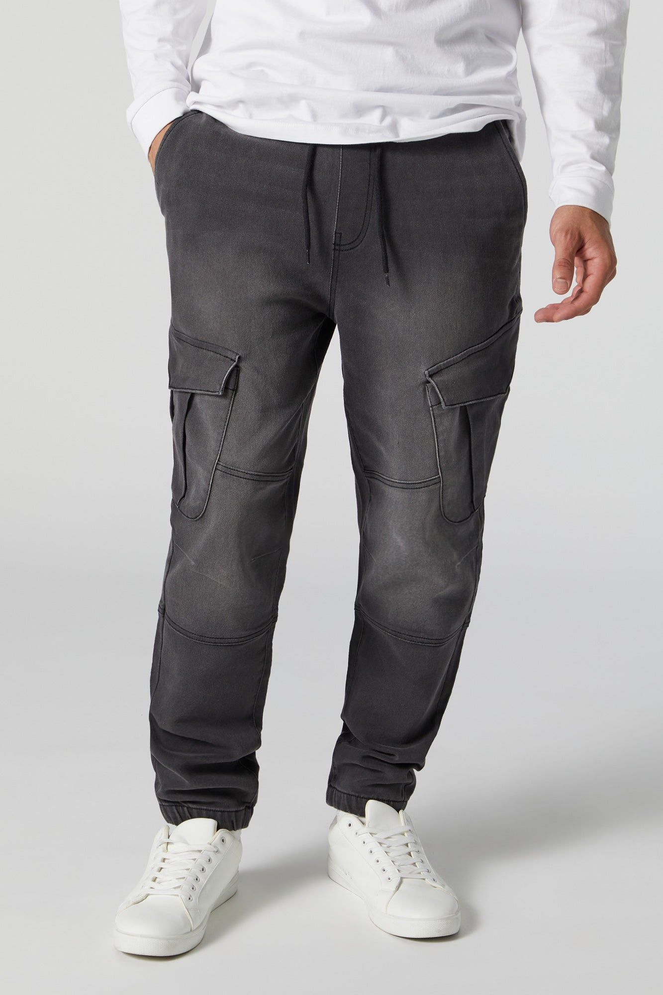 Grey Wash Denim Cargo Jogger sold by Urban Planet