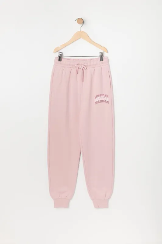 Girls Michigan Graphic Fleece Jogger sold by Urban Planet