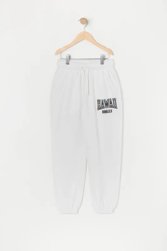 Girls Hawaii Twill Embroidered Boyfriend Jogger sold by Urban Planet