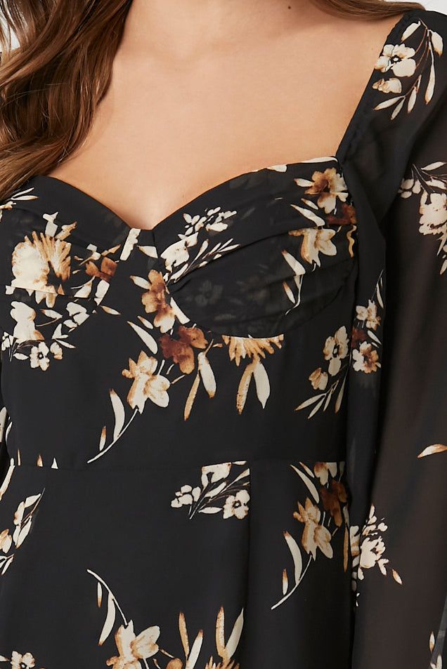 Chiffon Floral Print Mini Dress sold by Urban Planet product image thumbnail 4