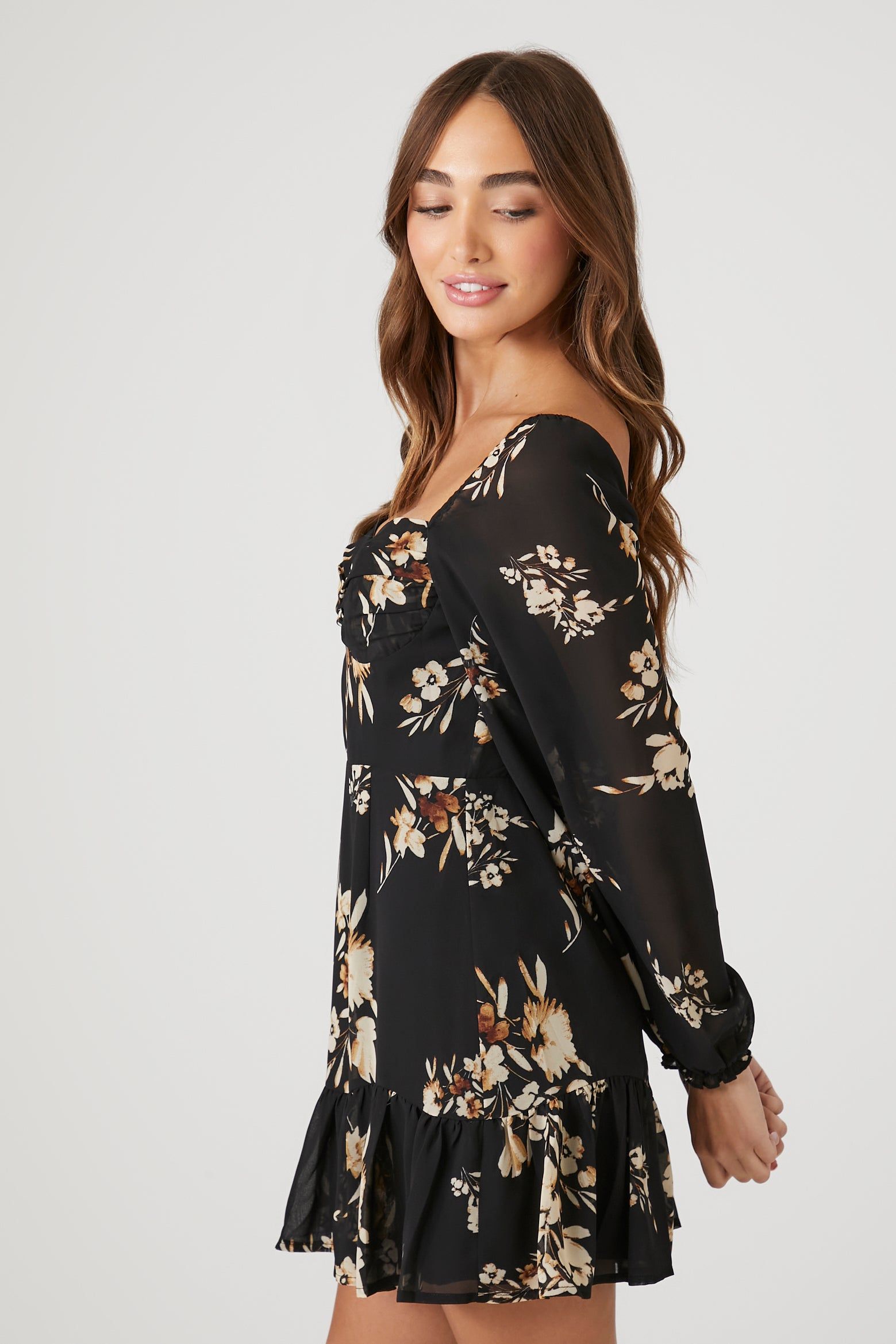Chiffon Floral Print Mini Dress sold by Urban Planet product image thumbnail 2