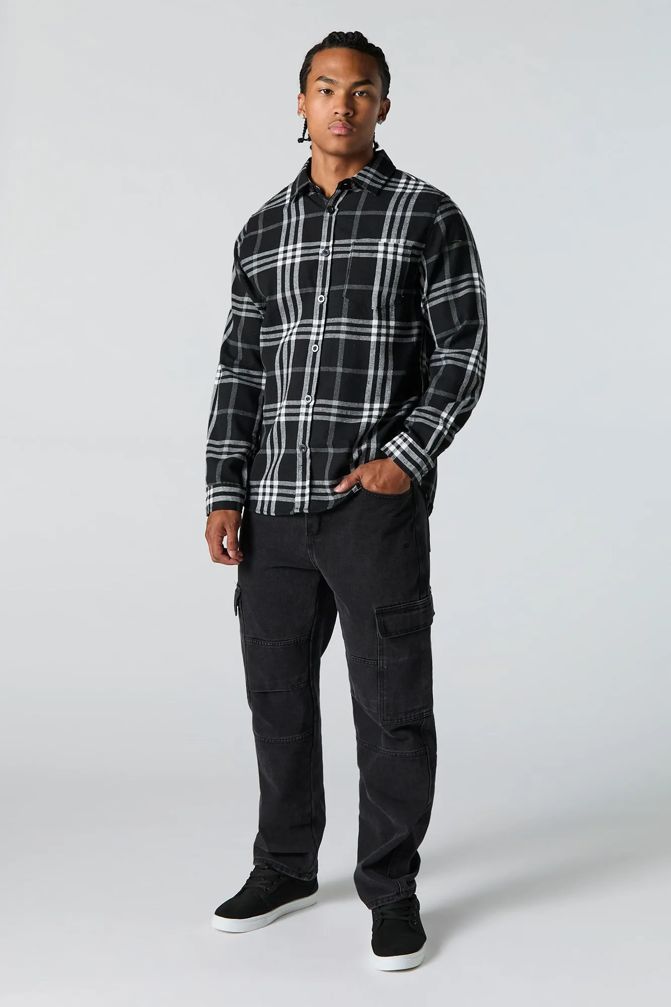 Haut boutonné à carreaux noirs sold by Urban Planet product image thumbnail 3