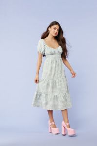 Gingham Babydoll Midi Dress sold by Urban Planet