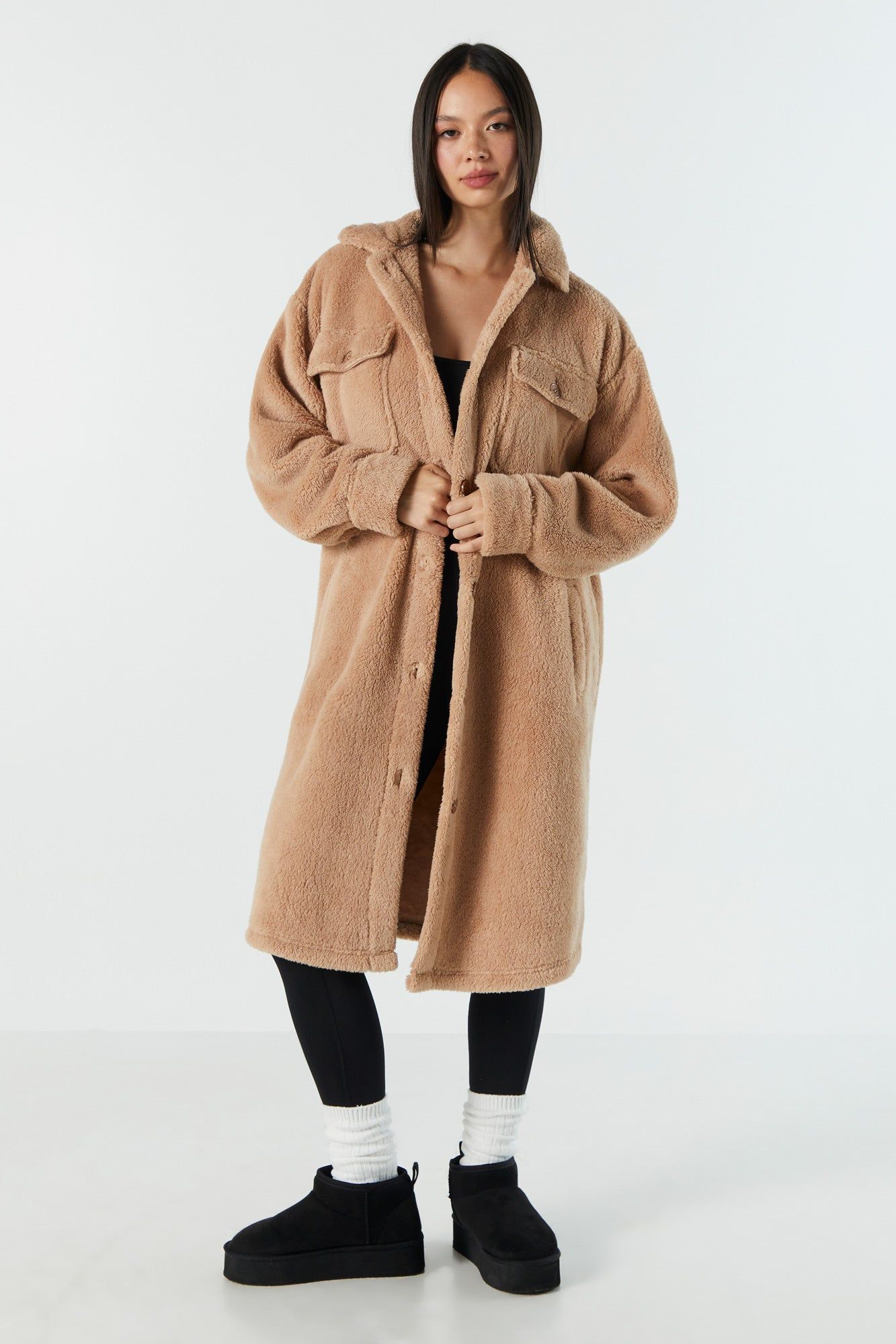 Longline Sherpa Jacket sold by Urban Planet