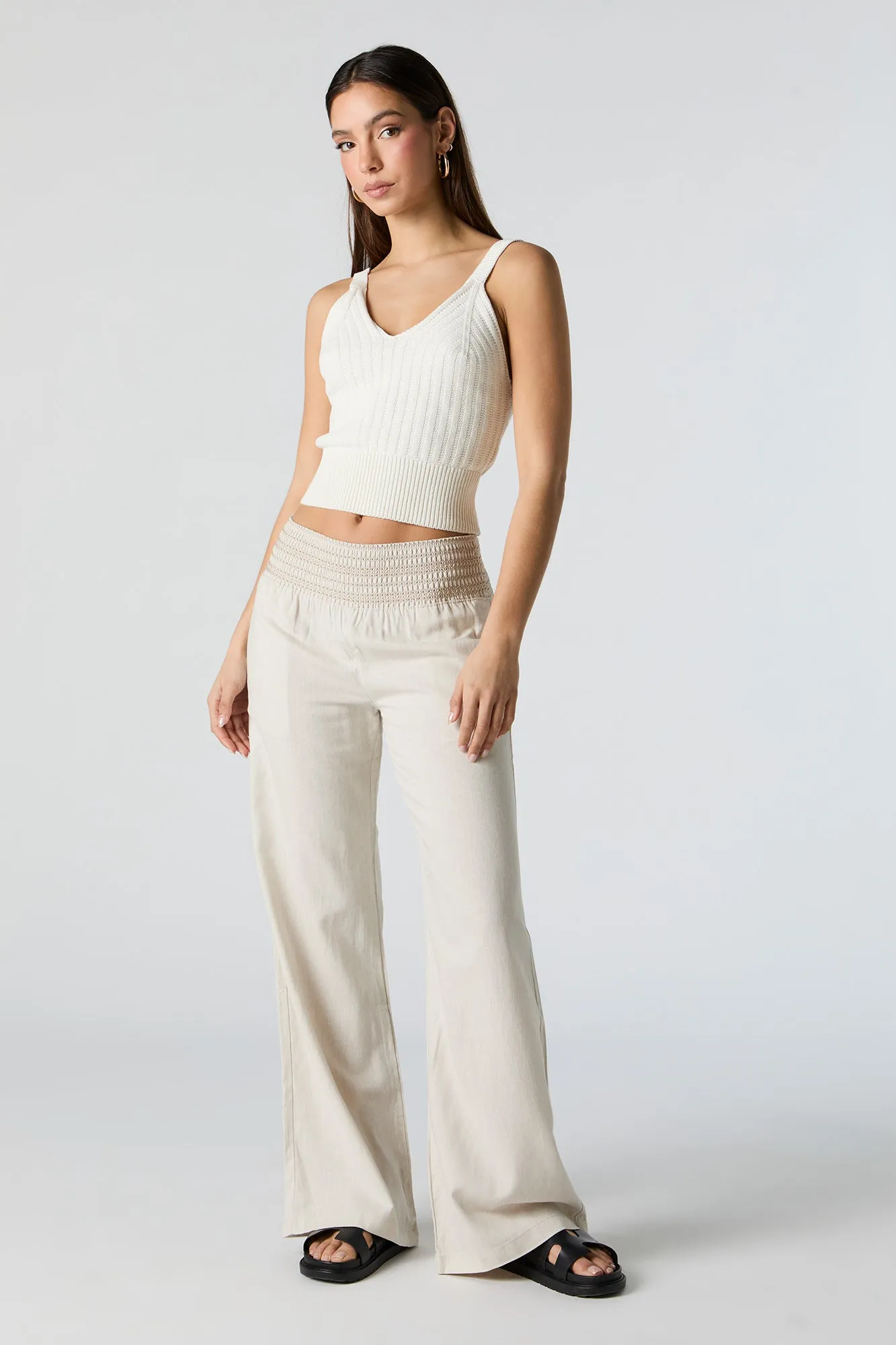 Linen Embroidered Smocked Palazzo Pant sold by Urban Planet product image thumbnail 4