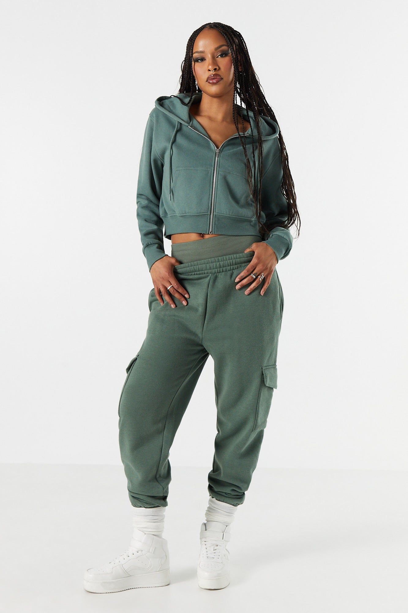 Haut à capuchon en molleton avec fermeture à glissière sold by Urban Planet product image thumbnail 12