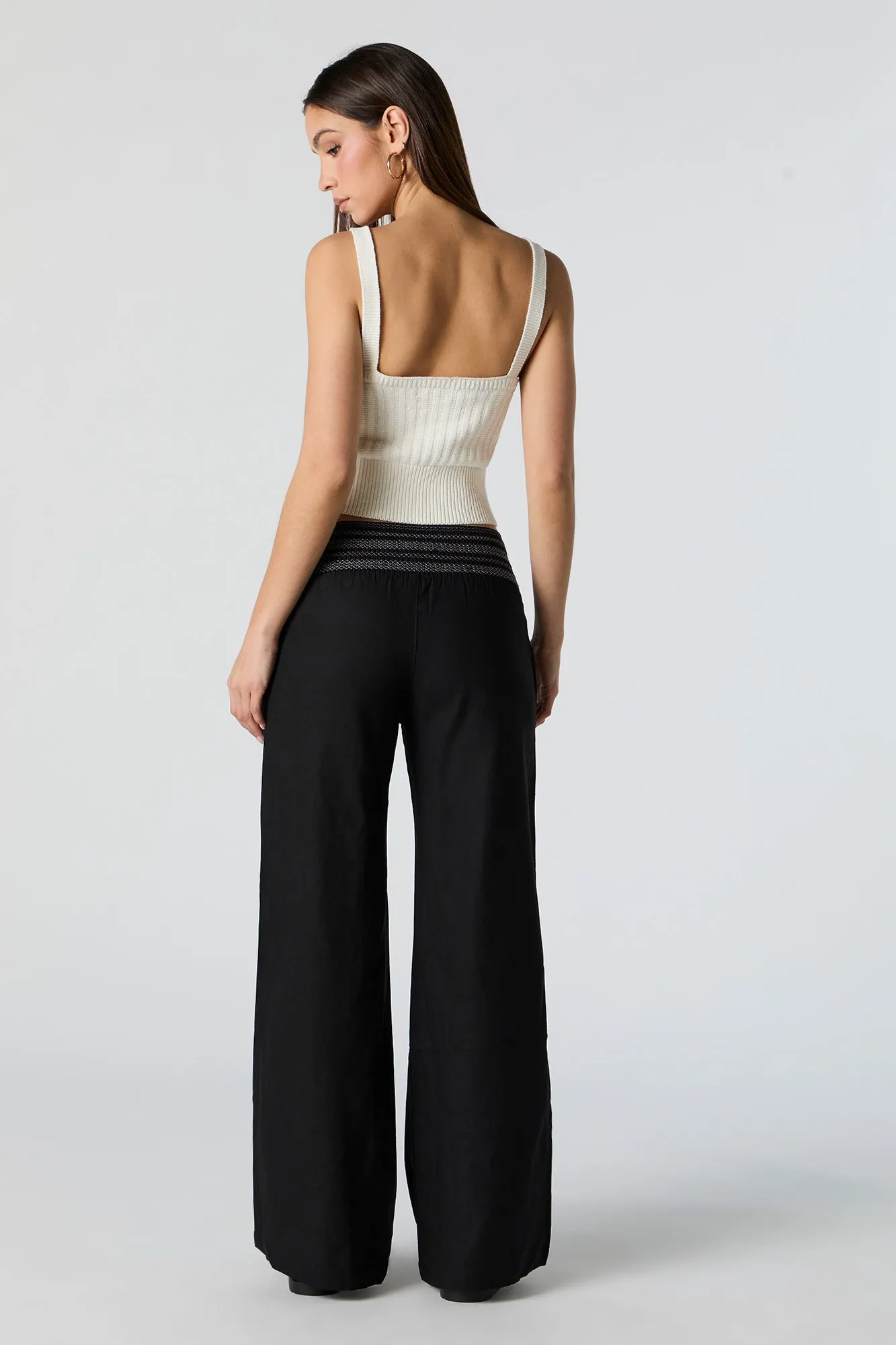 Linen Embroidered Smocked Palazzo Pant sold by Urban Planet product image thumbnail 2