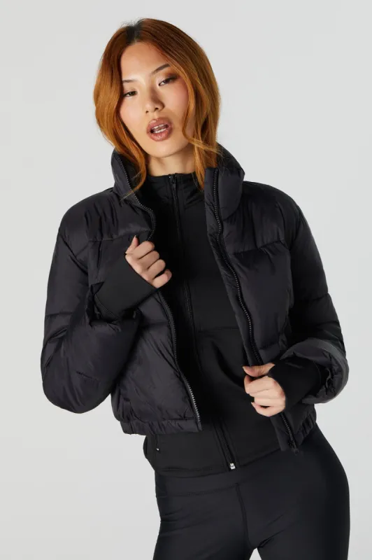 Cropped Zip-Up Puffer Jacket sold by Urban Planet