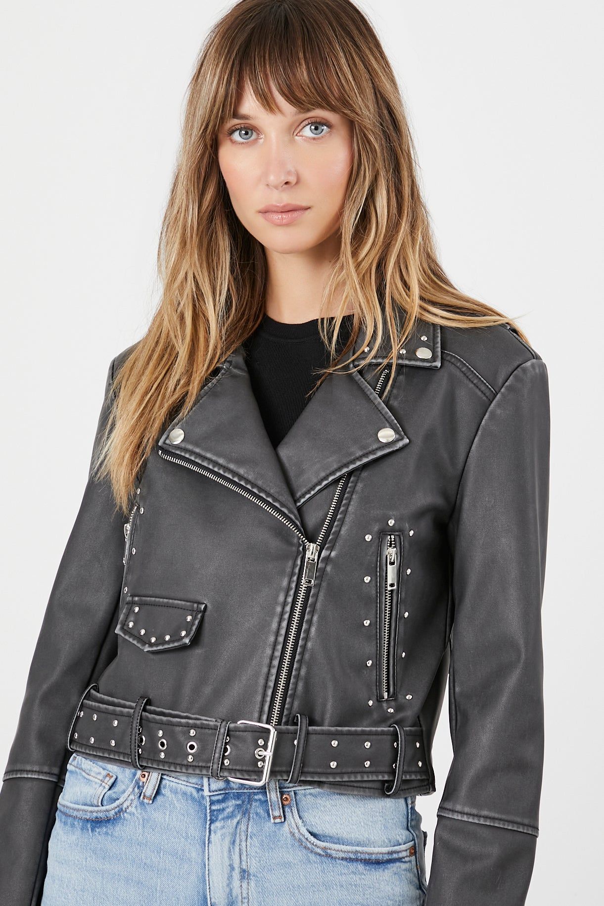 Blouson de style moto en similicuir clouté sold by Urban Planet