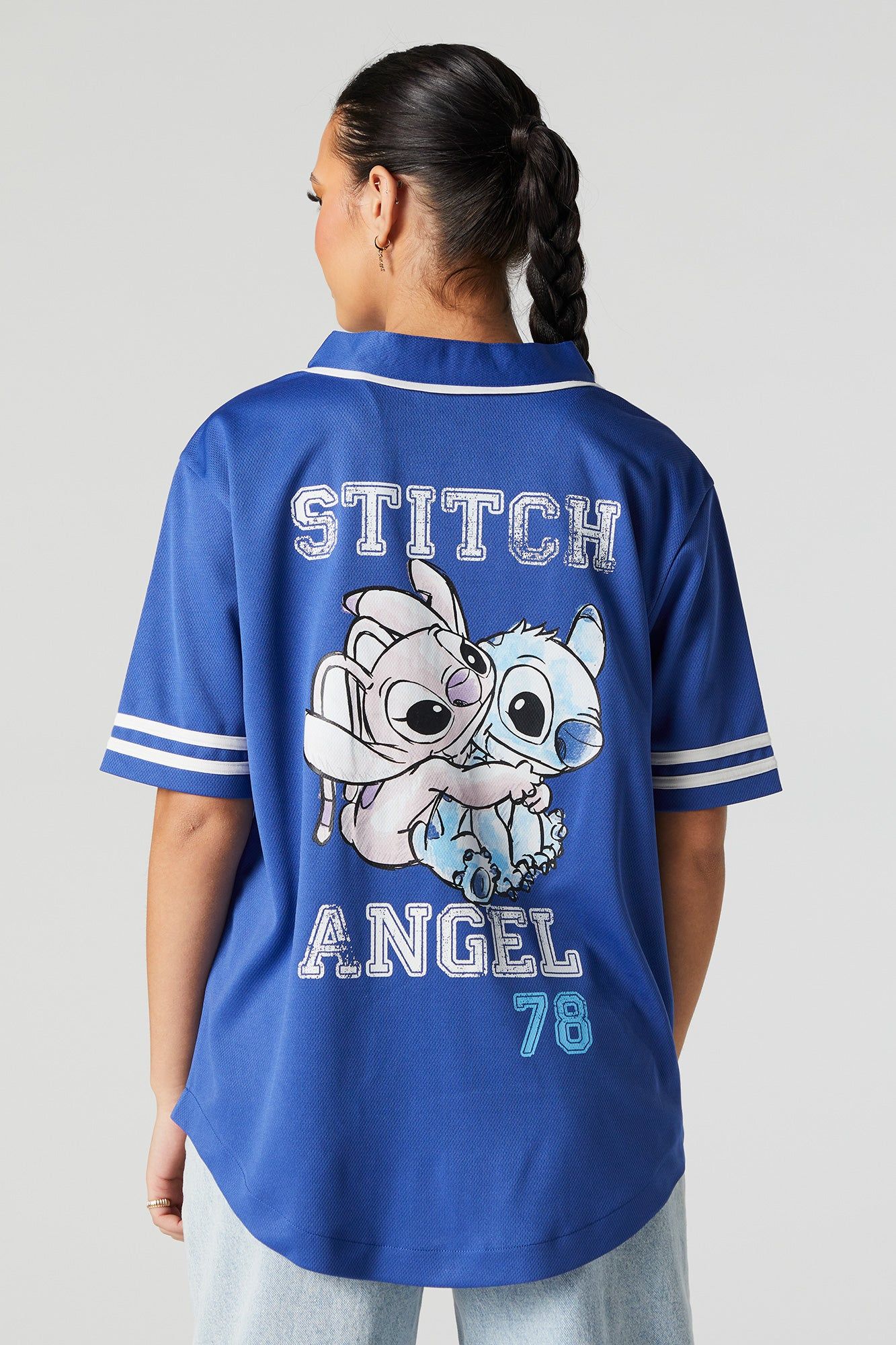 Stitch and Angel Graphic Baseball Jersey sold by Urban Planet product image thumbnail 4