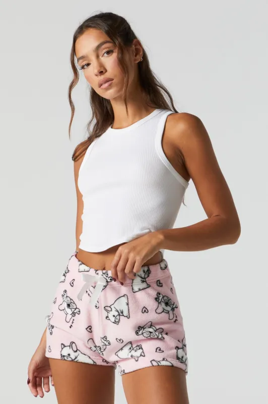Frenchie Print Plush Pajama Short sold by Urban Planet