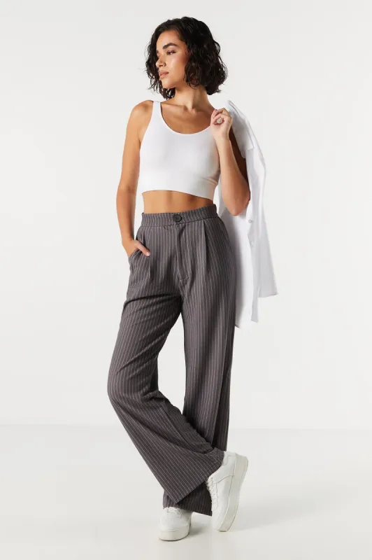 Pinstriped Crepe High Rise Dress Pant sold by Urban Planet
