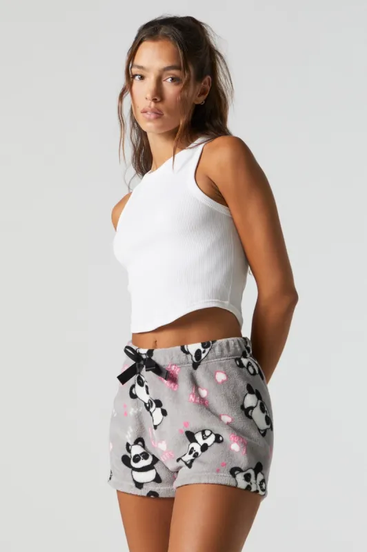Panda Print Plush Pajama Short sold by Urban Planet