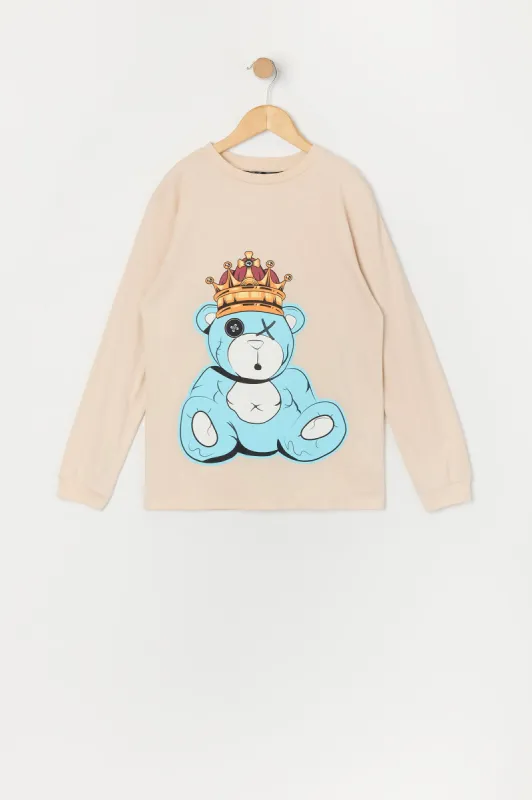 Boys King Bear Graphic Long Sleeve Top sold by Urban Planet