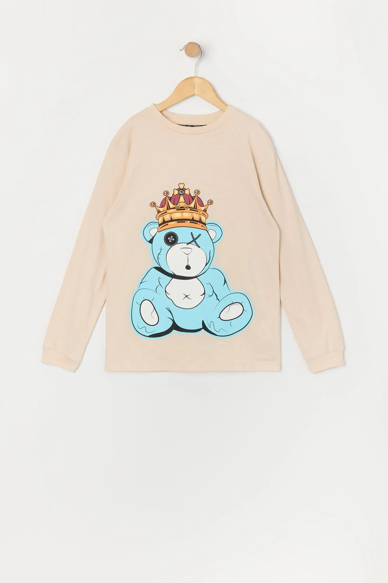 Boys King Bear Graphic Long Sleeve Top sold by Urban Planet