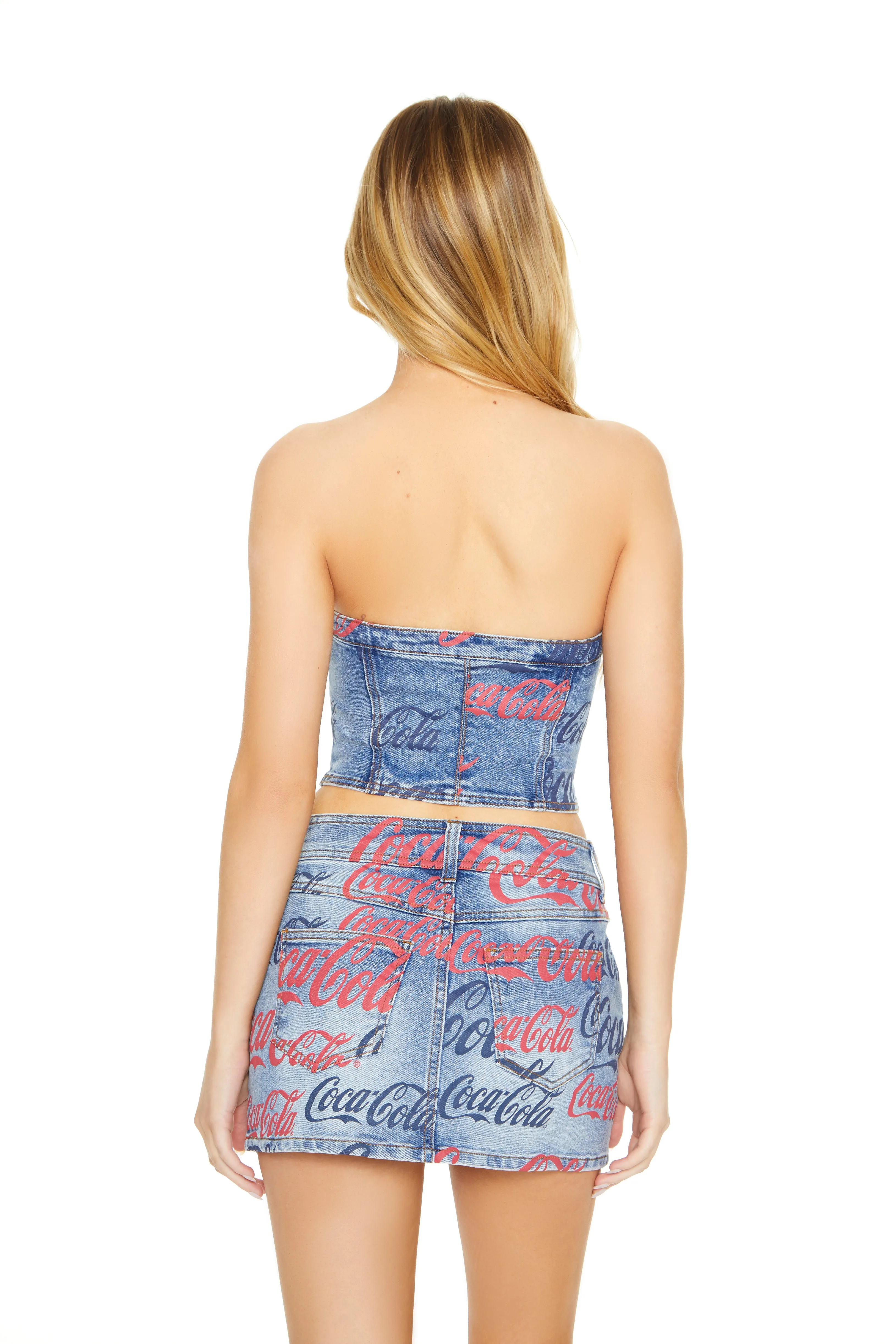 Haut tubulaire boutonné en denim à imprimé Coca Cola sold by Urban Planet product image thumbnail 2